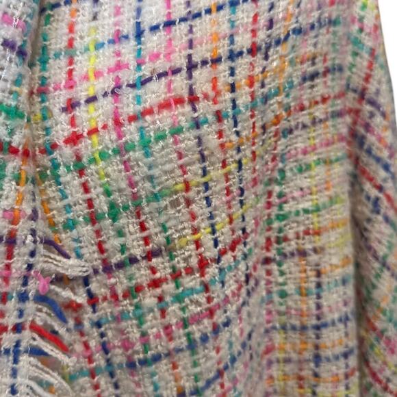BETSEY JOHNSON Blanket Wrap/Shawl in Colorful Plaid and Ivory Print - Picture 5 of 7